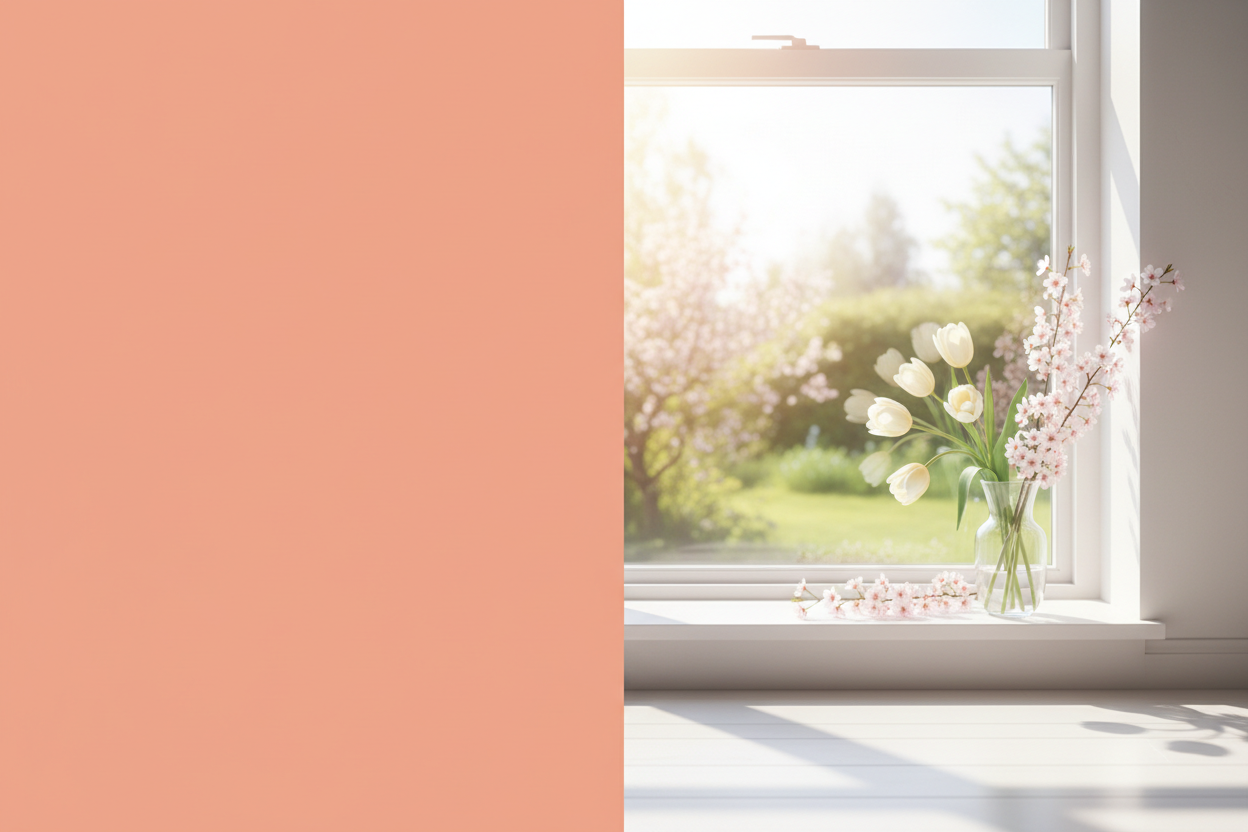 Subtle spring scene with minimal flowers